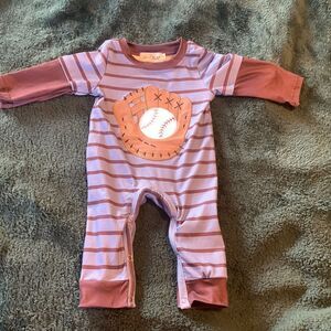 Marie Nicole smocked baseball outfit size 0-3 months